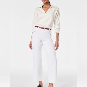 Spanx twill cropped wide leg Elegant White Women's Pants S